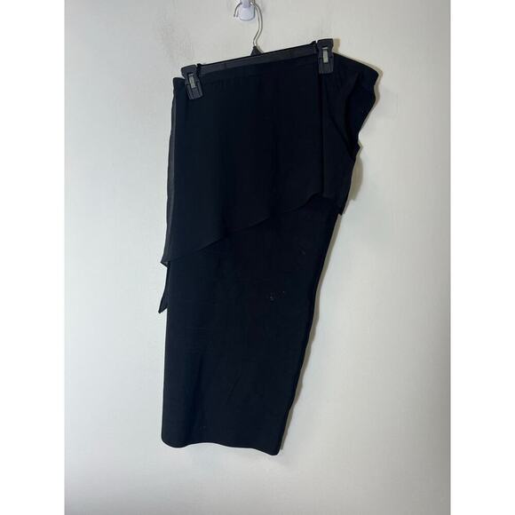 Bebe Black One Shoulder Mixed Media Mini Dress Sz LG - Picture 3 of 6